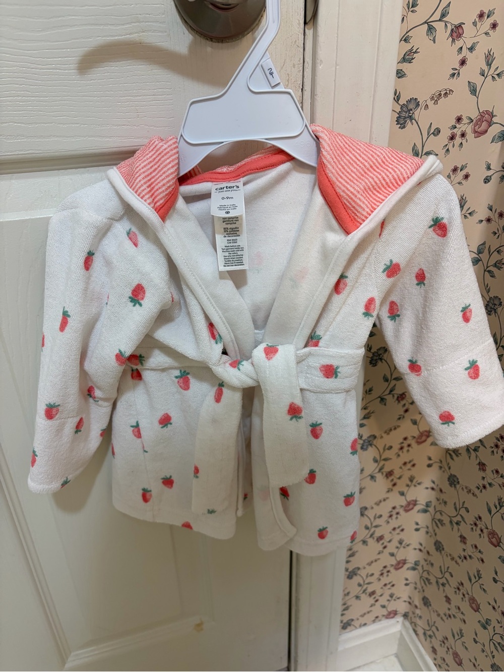 Like new Carters  0 to 9 months hooded Terry cloth robe